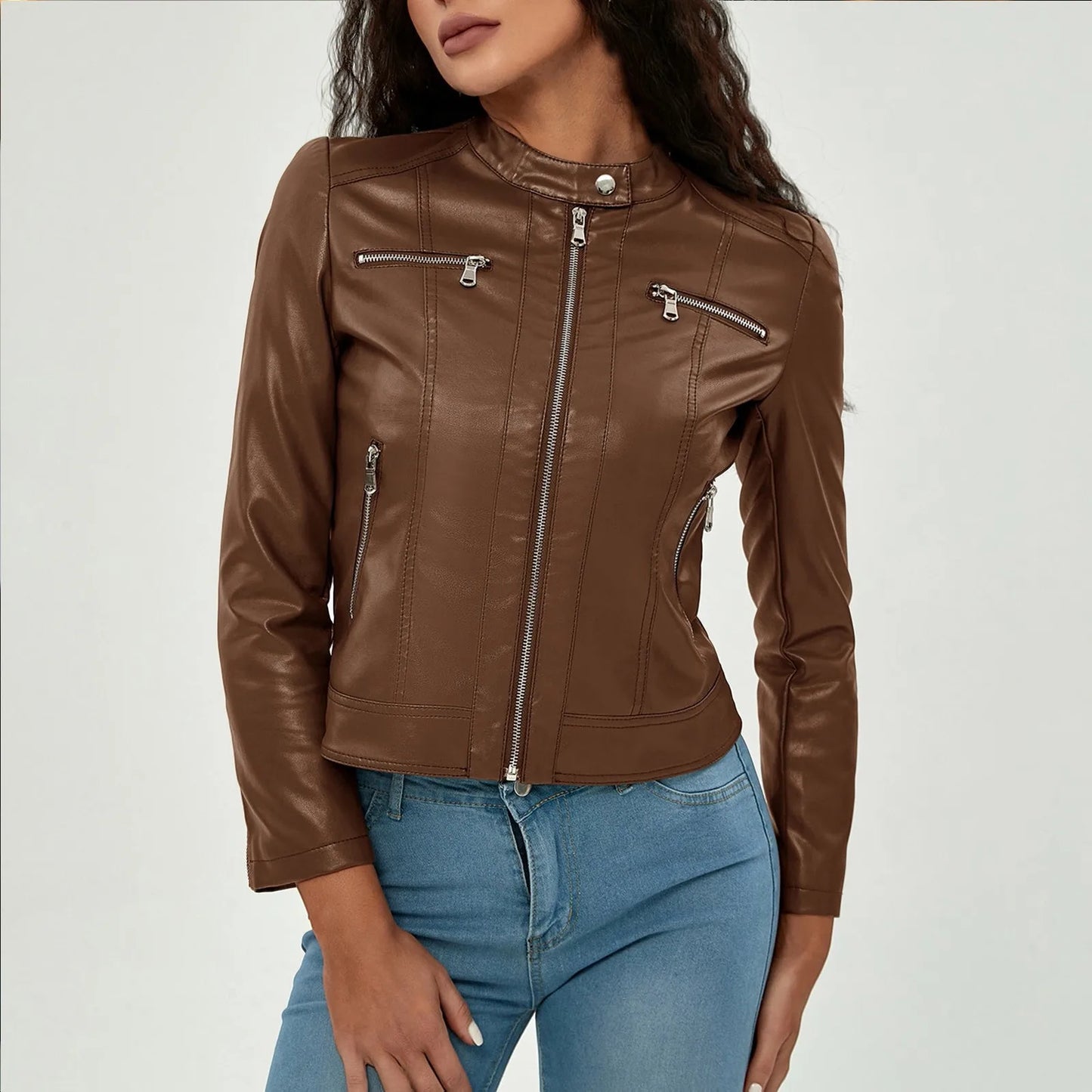 PU Leather Motorcycle Jacket 2024 Women's Fashion Trend