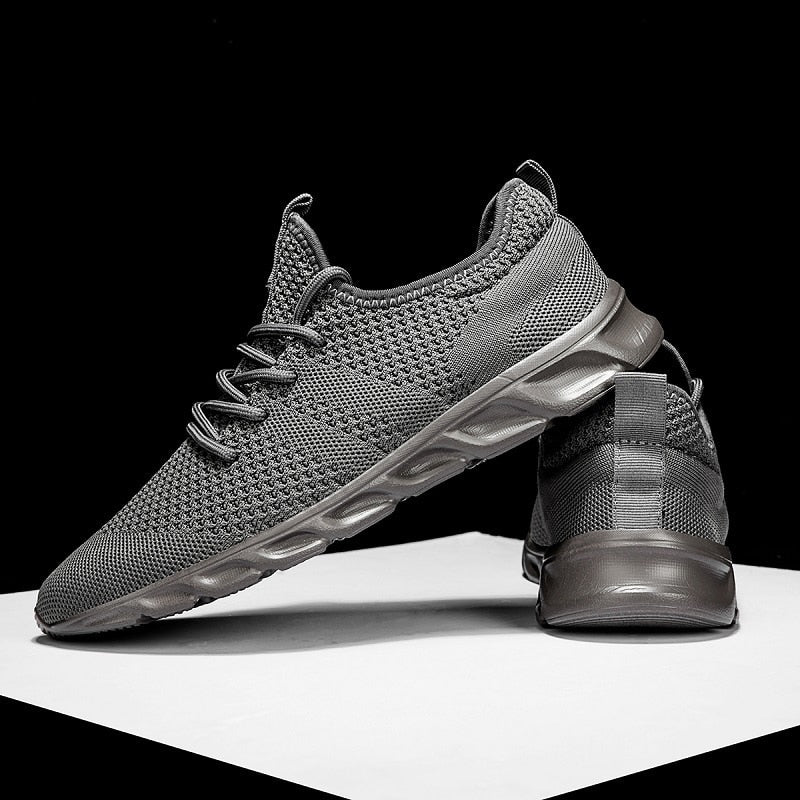Men's Casual Sport Shoes Light, Breathable Mesh White Sneakers, Black Running Shoes - Athletic Tennis Shoes for Outdoor Jogging