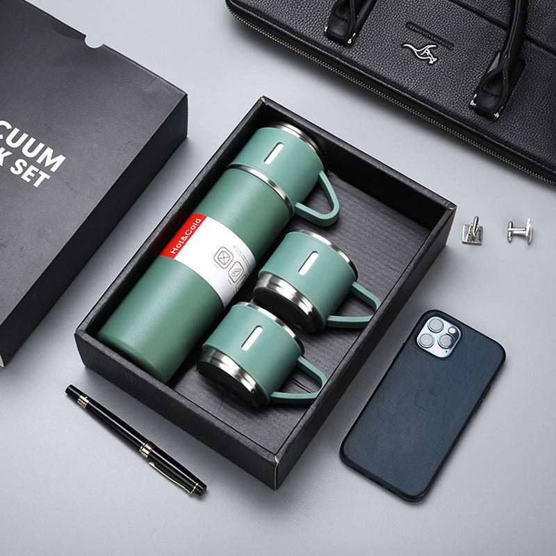 3 In 1 set of Thermos Mug Leak_Proof Travel Thermo Cup for Tea Water Coffee 500ML Gift Set