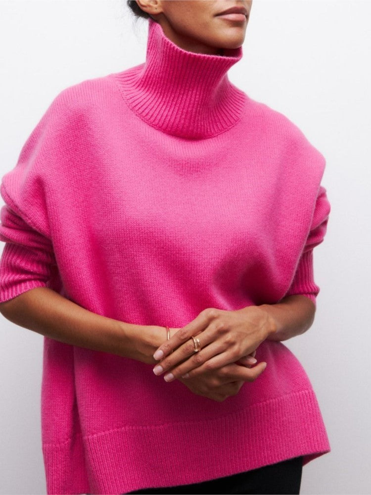 Autumn Winter Women's Turtleneck Sweater Solid, Elegant, Thick, Warm, Long Sleeve Knitted Pullovers - Ladies' Casual Basic Jumpers Tops.