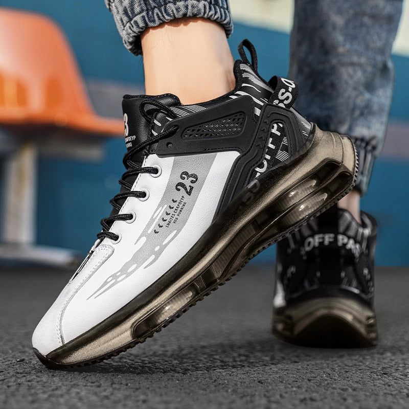 Stay Stylish and Active with Men's Fashion Outdoor Jogging Sneakers - Mesh Breathable Cushioning - Black Basket Footwear in Big Sizes