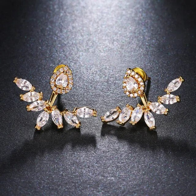 Luxury Trendy Marquise Flower Full Mirco Paved Crystal Zircon Naija Wedding Drop Earring