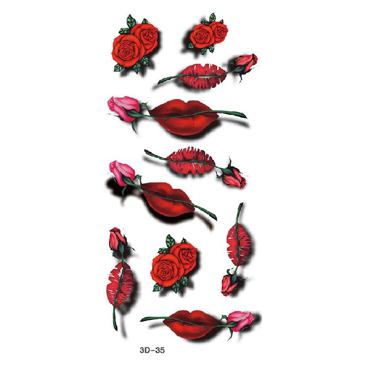 Waterproof Temporary Tattoo Sticker Butterfly Flower Rose 3D Scorpion Halloween Spider Body Art Arm Fake Tattoo Women