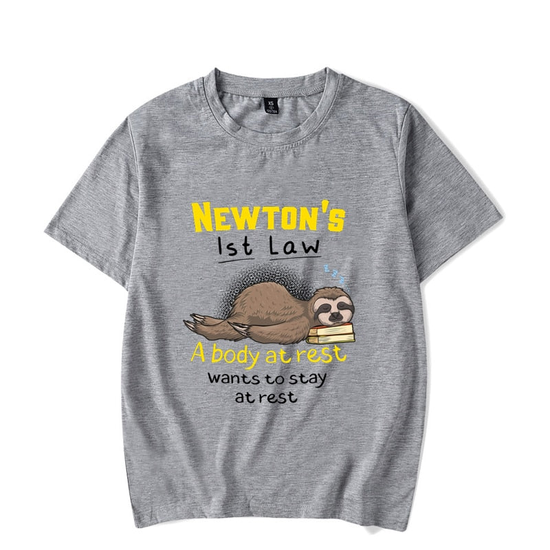 Summer Outfits Men Streetwear Funny Physics Joke Sloth 3D Print T-shirt Clothes Black Male T-shirts Mens Unisex T Shirt