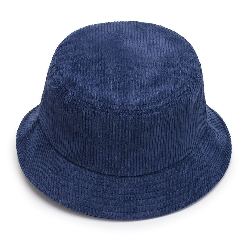 Unisex Smiley Embroidery Bucket Hat | Cotton Corduroy | Hip Hop Style | Sun Cap