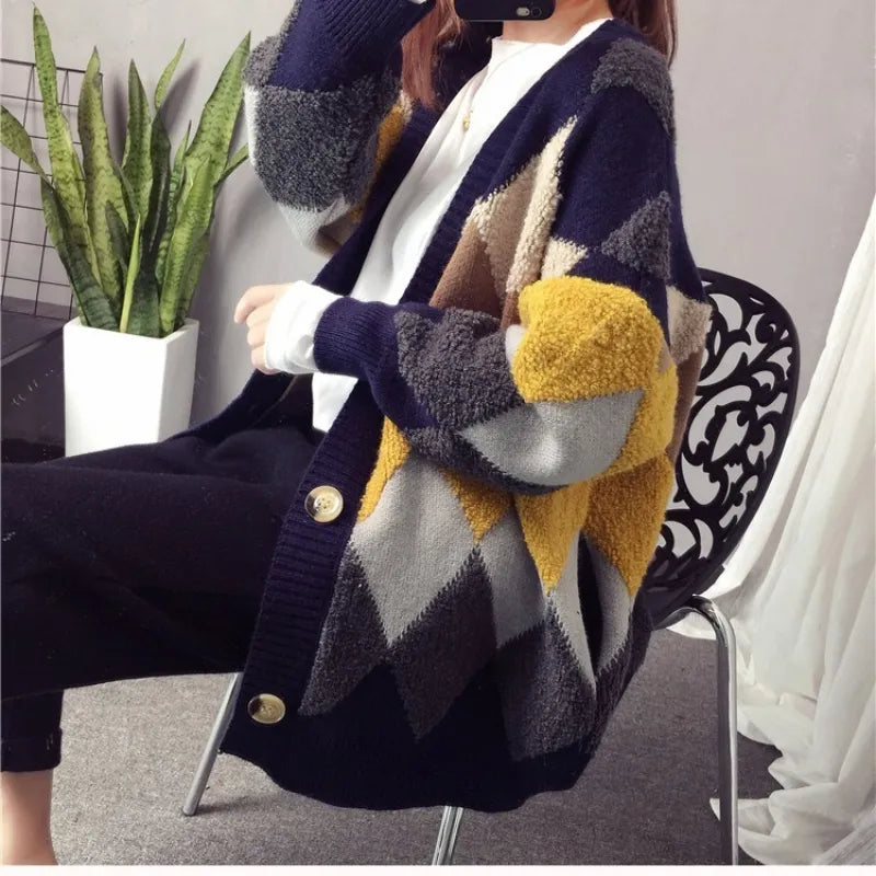 Sweater Women Cardigan Loose Autumn and Winter Korean 2024 New Style Outerwear Knitted Jacket