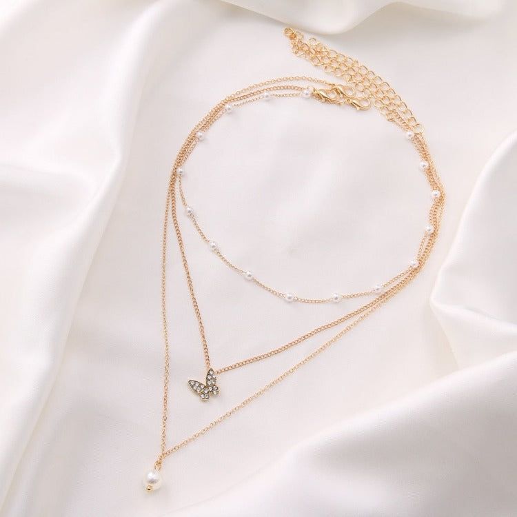 Trendy 2023 Multi chain Pendant Gold Pearl Necklaces