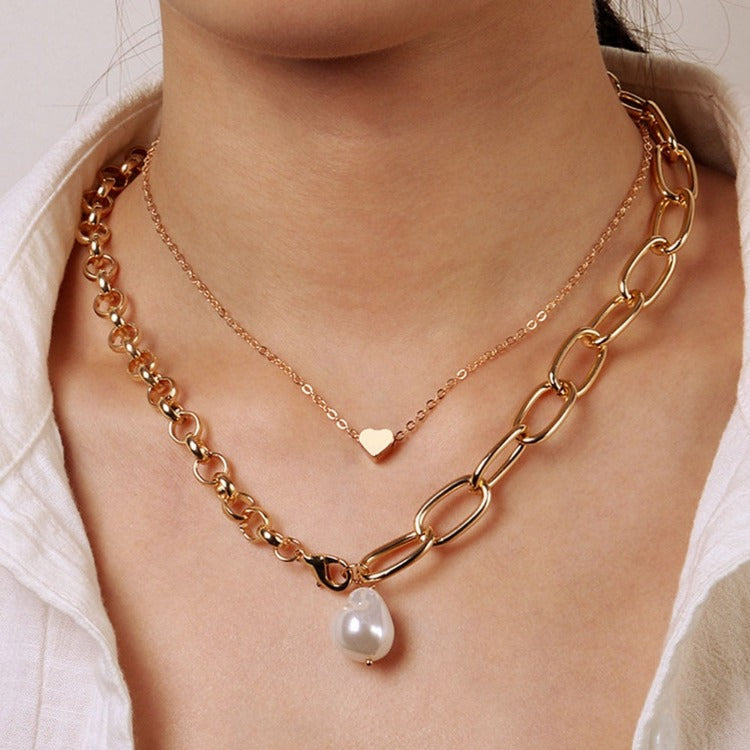 Trendy 2023 Multi chain Pendant Gold Pearl Necklaces