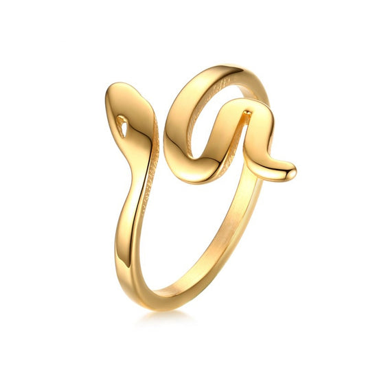 Snake Shape Ring Stainless Steel Jewelry Gold Color Bague Serpent Rings for Women Cute gift and Party Jewelry