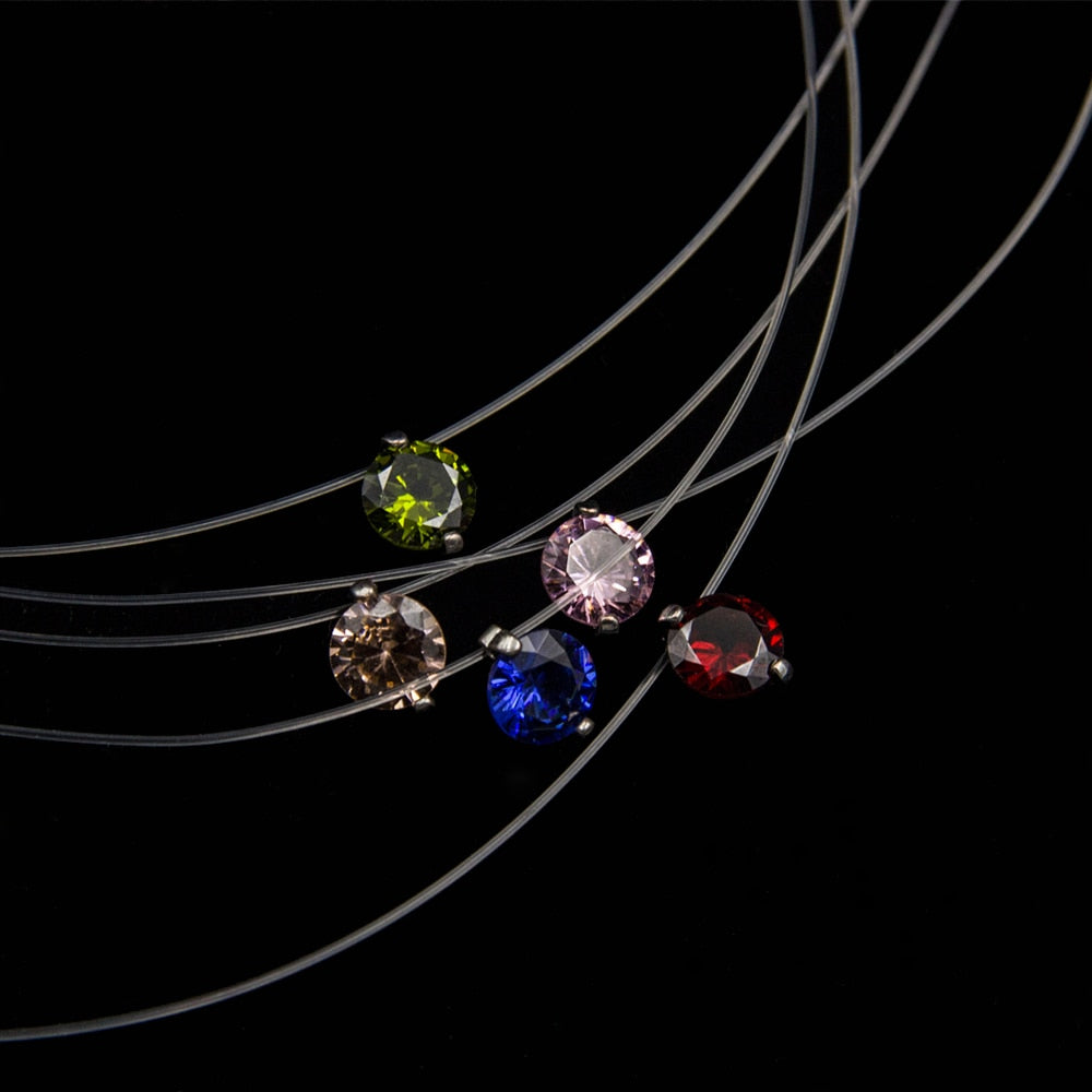 Transparent Chain Fishing Line Necklace Women Rhinestone Choker Invisible Chain Pendant Transparent necklace Collier Femme Jewelry