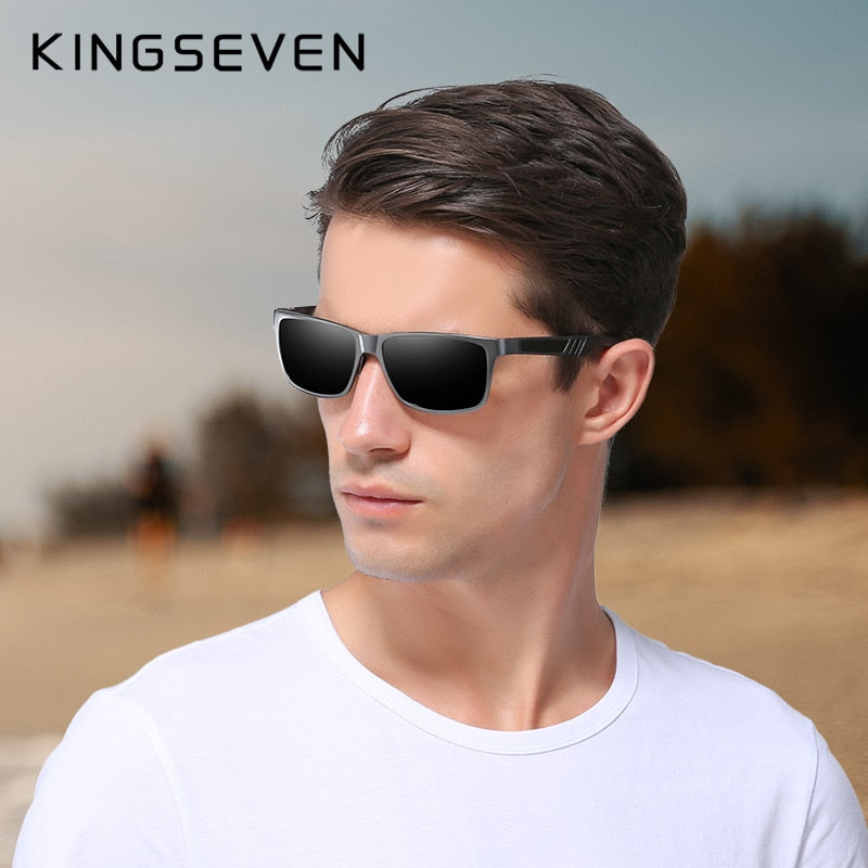 KINGSEVEN Men Polarized Sunglasses For Men Aluminum Magnesium Sun Glasses Driving Glasses Rectangle Shades For Men Oculos masculino Male
