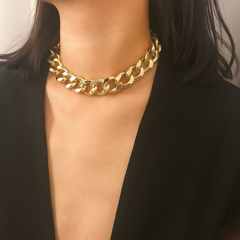 Exaggerated Heavy Metal Big Thick Chain Choker Necklaces