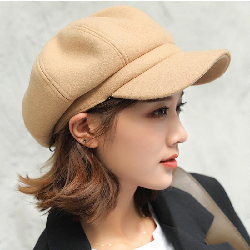 2023 New Arrive Women Newsboy Gatsby Cap Octagonal Baker Peaked Beret Driving Hat Female