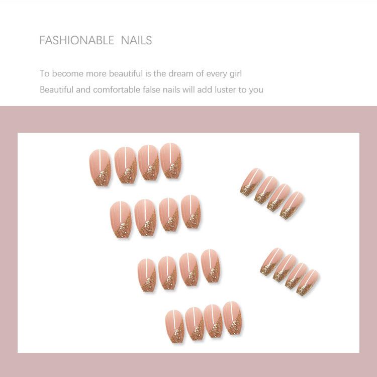 Short False Press on Nail Tip with Glue Designs Detachable Reusable Fake Nails 24Pcs/Set with Nail Art DIY Tips