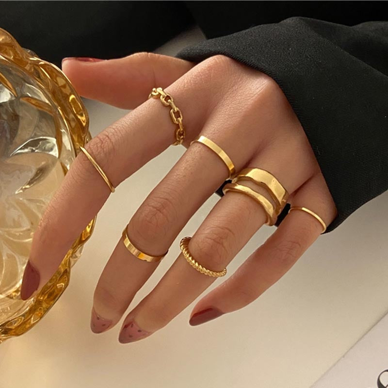 Trendy Boho Gold Pearl 22pcs Heart Rings Set For Women