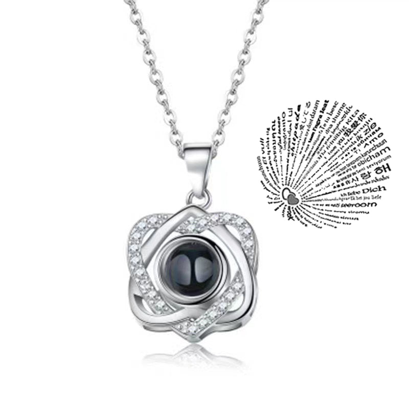 Trendy Projection 100 Languages I Love You Pendant Necklaces For Lover Girlfriend 2023
