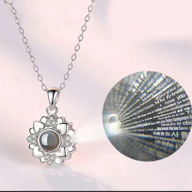 Trendy Projection 100 Languages I Love You Pendant Necklaces For Lover Girlfriend 2023