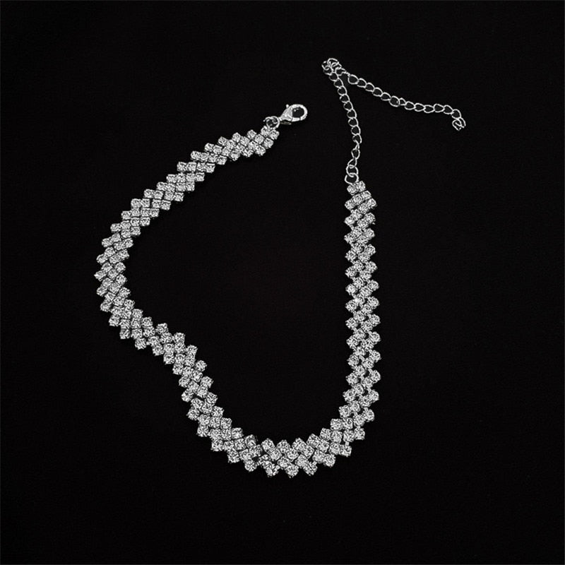 Fashion Full Rhinestone Choker Necklaces for Women Geometric Crystal Necklaces for Weddings Party Gifts