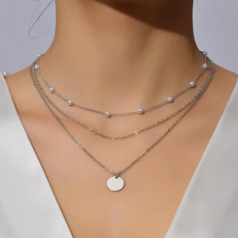 Trendy Crystal Geometric Gold Color Pendant Necklaces Set for Women | Elegant and Versatile Jewelry