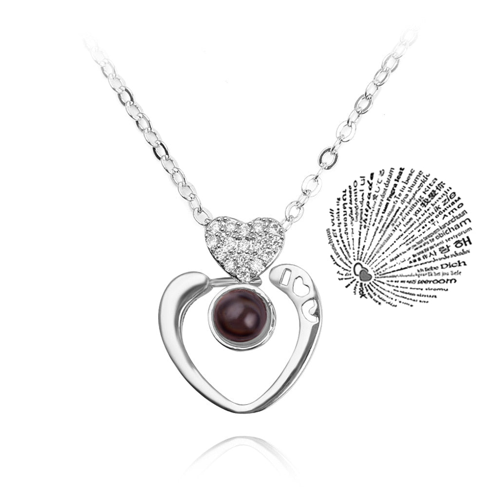 Trendy Projection 100 Languages I Love You Pendant Necklaces For Lover Girlfriend 2023