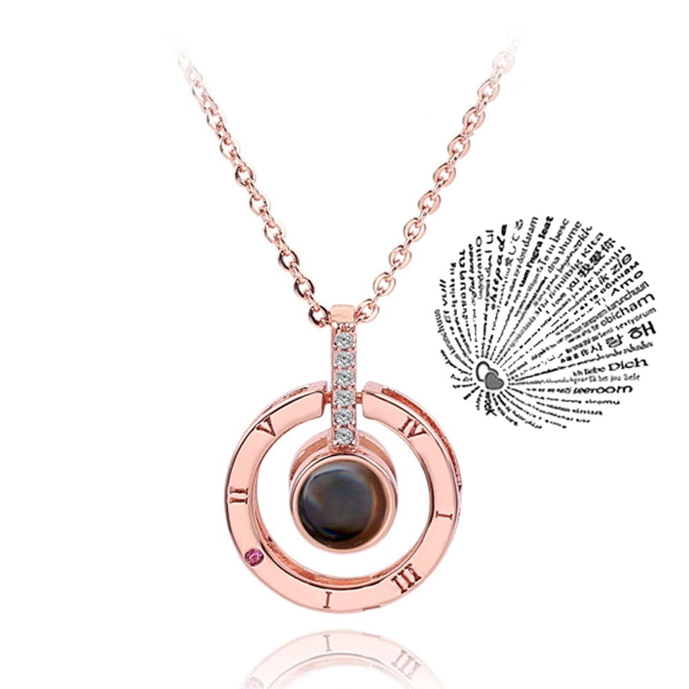 Trendy Projection 100 Languages I Love You Pendant Necklaces For Lover Girlfriend 2023