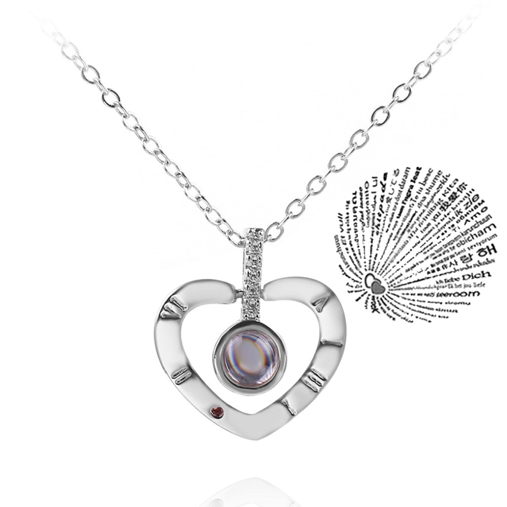 Trendy Projection 100 Languages I Love You Pendant Necklaces For Lover Girlfriend 2023
