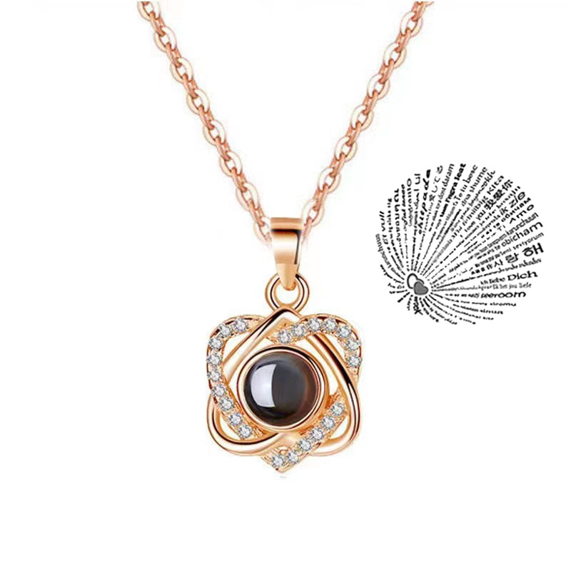 Trendy Projection 100 Languages I Love You Pendant Necklaces For Lover Girlfriend 2023