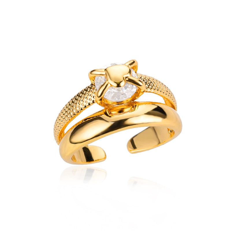 Gold Plated Heart Rings for Women Bride Girls