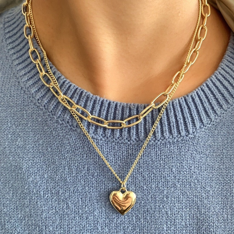 Trendy Crystal Geometric Gold Color Pendant Necklaces Set for Women | Elegant and Versatile Jewelry
