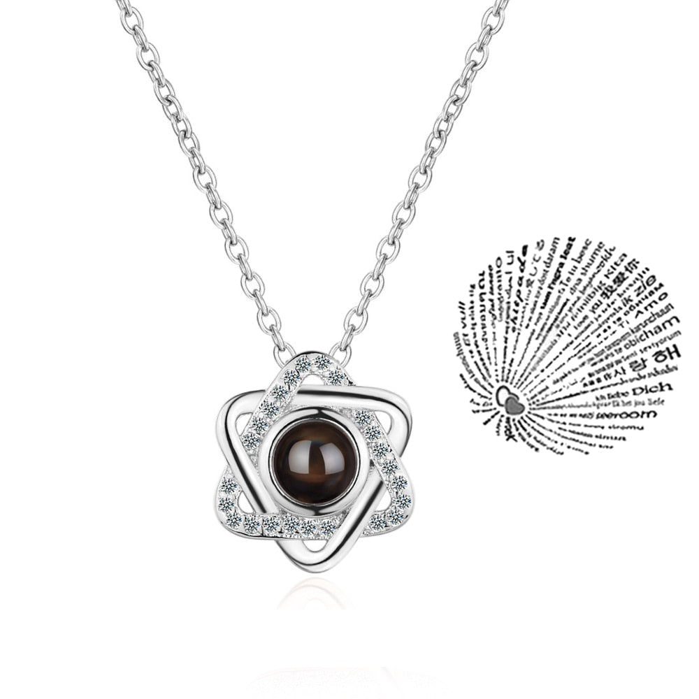 Trendy Projection 100 Languages I Love You Pendant Necklaces For Lover Girlfriend 2023