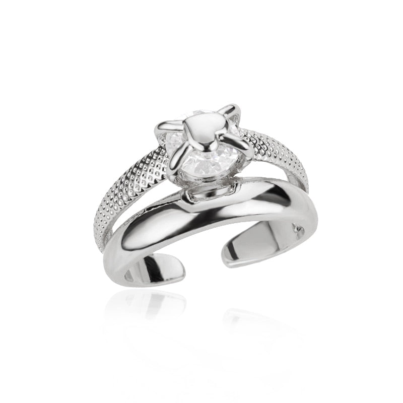 Gold Plated Heart Rings for Women Bride Girls