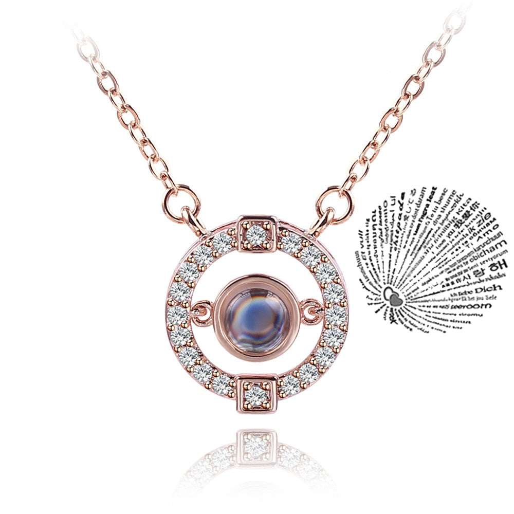 Trendy Projection 100 Languages I Love You Pendant Necklaces For Lover Girlfriend 2023