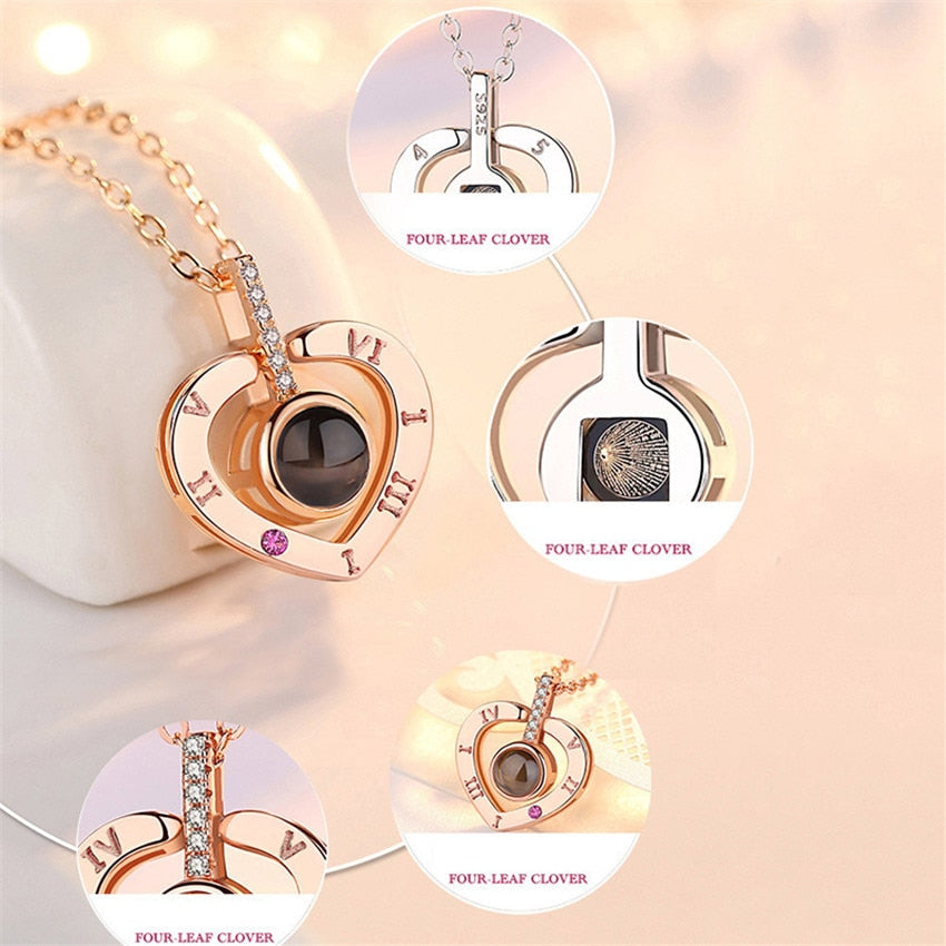 Trendy Projection 100 Languages I Love You Pendant Necklaces For Lover Girlfriend 2023
