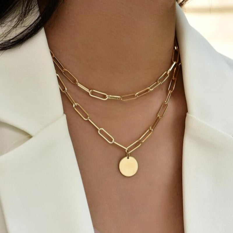 Trendy Crystal Geometric Gold Color Pendant Necklaces Set for Women | Elegant and Versatile Jewelry