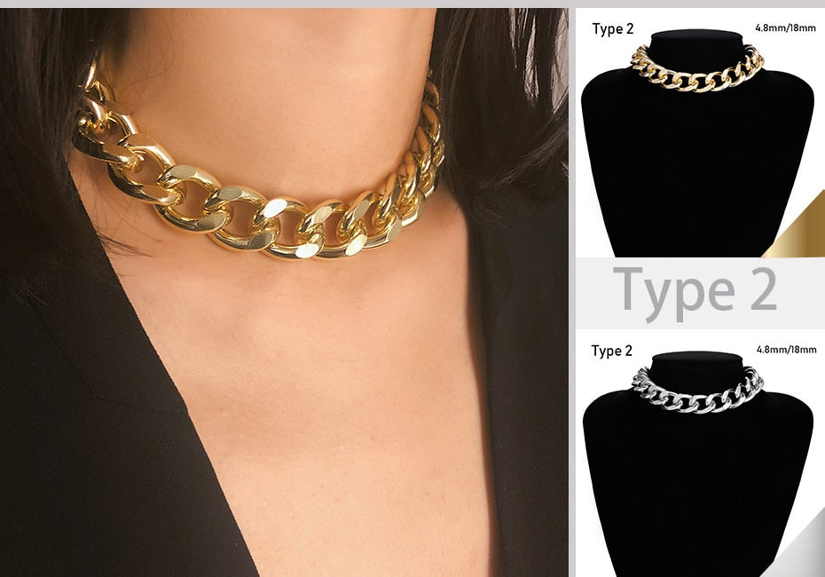 Exaggerated Heavy Metal Big Thick Chain Choker Necklaces
