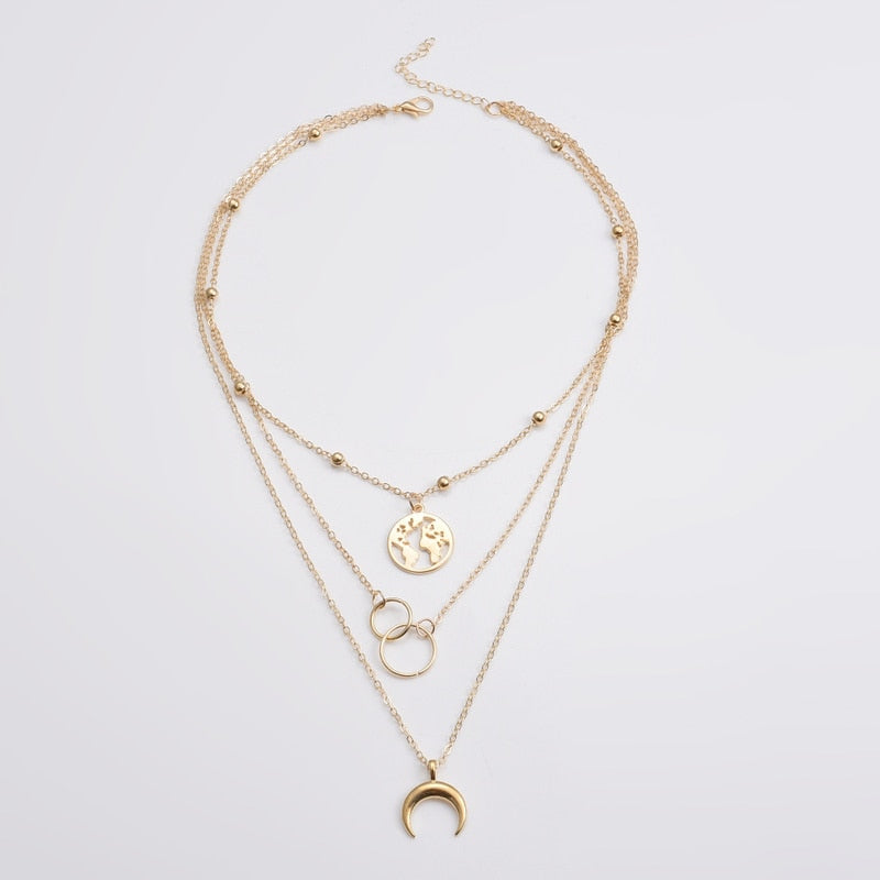 Trendy Crystal Geometric Gold Color Pendant Necklaces Set for Women | Elegant and Versatile Jewelry