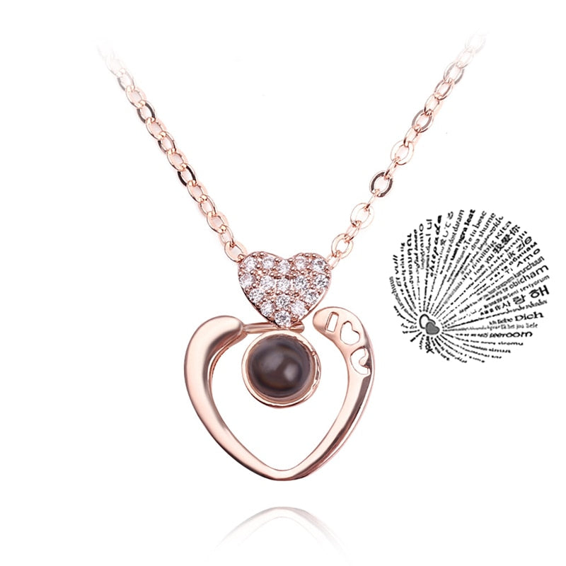 Trendy Projection 100 Languages I Love You Pendant Necklaces For Lover Girlfriend 2023