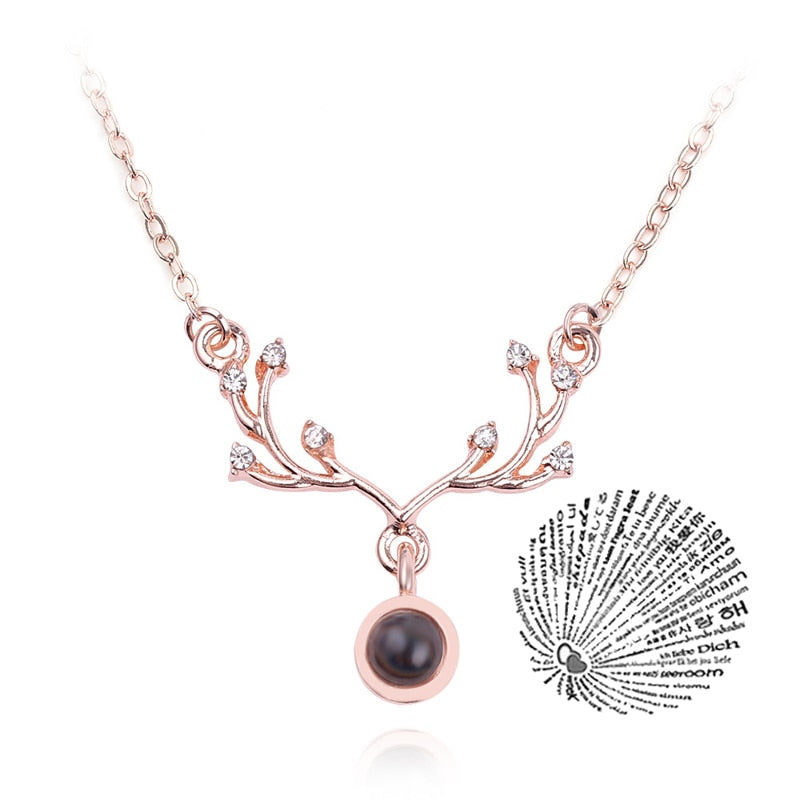 Trendy Projection 100 Languages I Love You Pendant Necklaces For Lover Girlfriend 2023