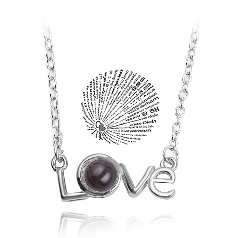 Trendy Projection 100 Languages I Love You Pendant Necklaces For Lover Girlfriend 2023