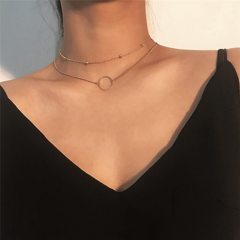Trendy Crystal Geometric Gold Color Pendant Necklaces Set for Women | Elegant and Versatile Jewelry
