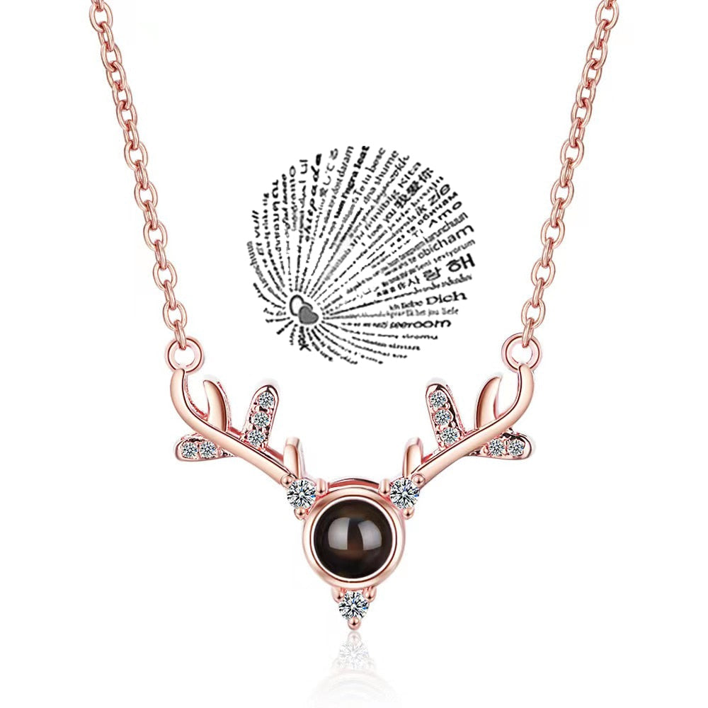 Trendy Projection 100 Languages I Love You Pendant Necklaces For Lover Girlfriend 2023