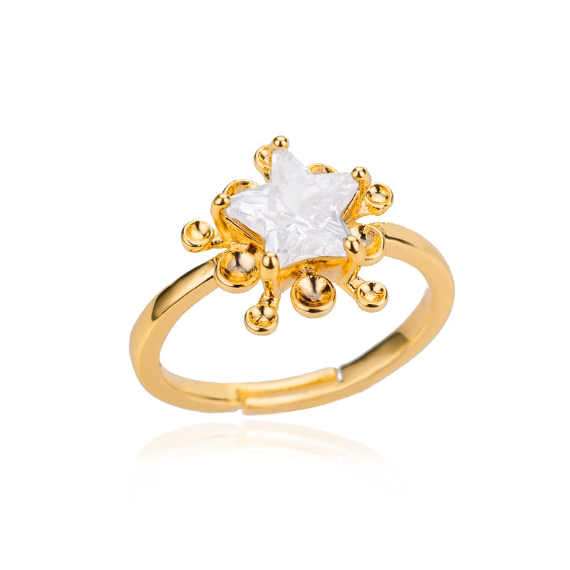 Gold Plated Heart Rings for Women Bride Girls