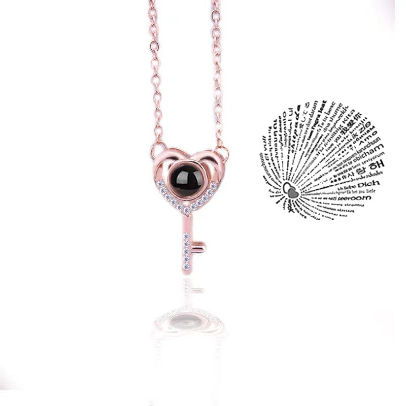 Trendy Projection 100 Languages I Love You Pendant Necklaces For Lover Girlfriend 2023