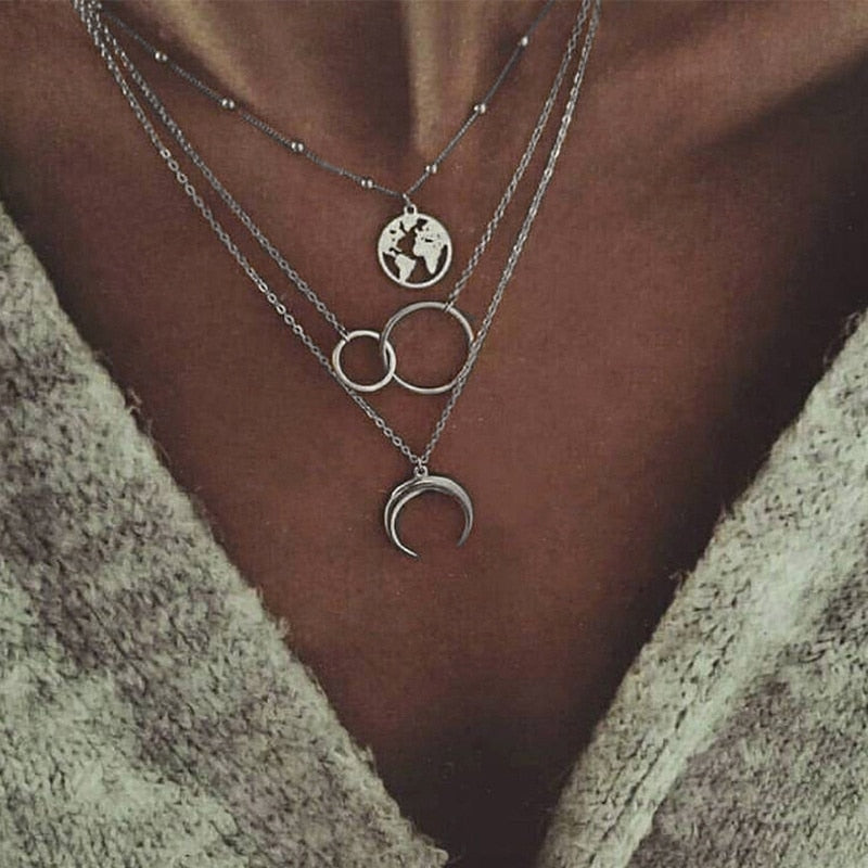 Trendy Crystal Geometric Gold Color Pendant Necklaces Set for Women | Elegant and Versatile Jewelry