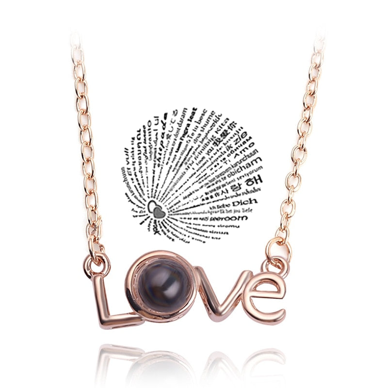 Trendy Projection 100 Languages I Love You Pendant Necklaces For Lover Girlfriend 2023