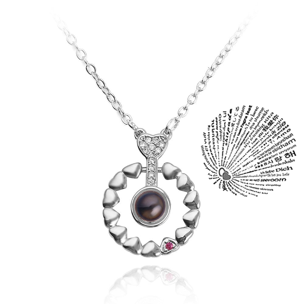 Trendy Projection 100 Languages I Love You Pendant Necklaces For Lover Girlfriend 2023