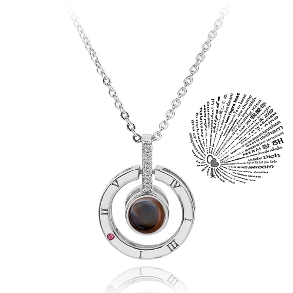 Trendy Projection 100 Languages I Love You Pendant Necklaces For Lover Girlfriend 2023