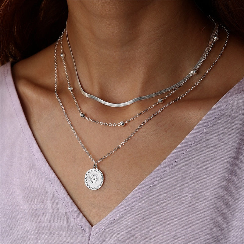 Trendy Crystal Geometric Gold Color Pendant Necklaces Set for Women | Elegant and Versatile Jewelry
