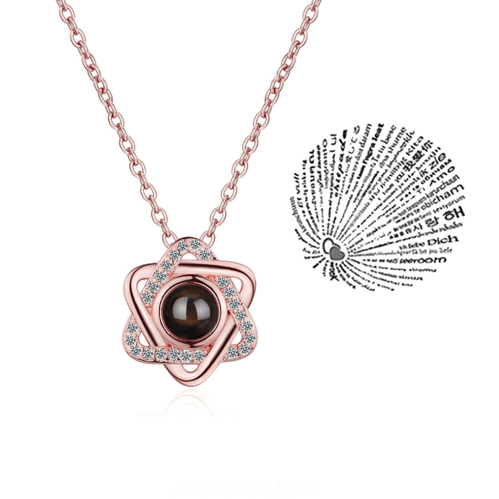 Trendy Projection 100 Languages I Love You Pendant Necklaces For Lover Girlfriend 2023