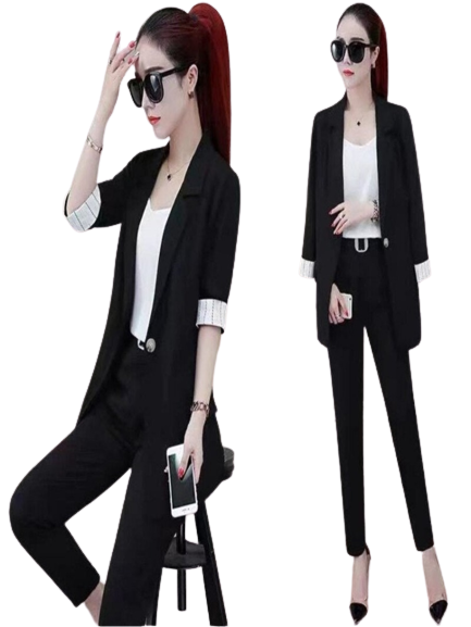 Modern Elegance Women Three-Piece Fashion office Suit Set - Professional Wear with a Touch of Korean Sophistication